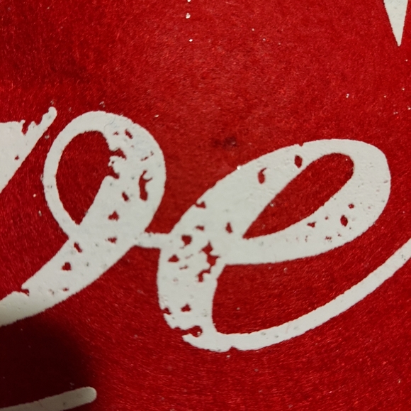 20" X 16" Red Felt Burlap Wall Hanger Lightweight Christmas Peace Joy Love w/Bow - Picture 6 of 9